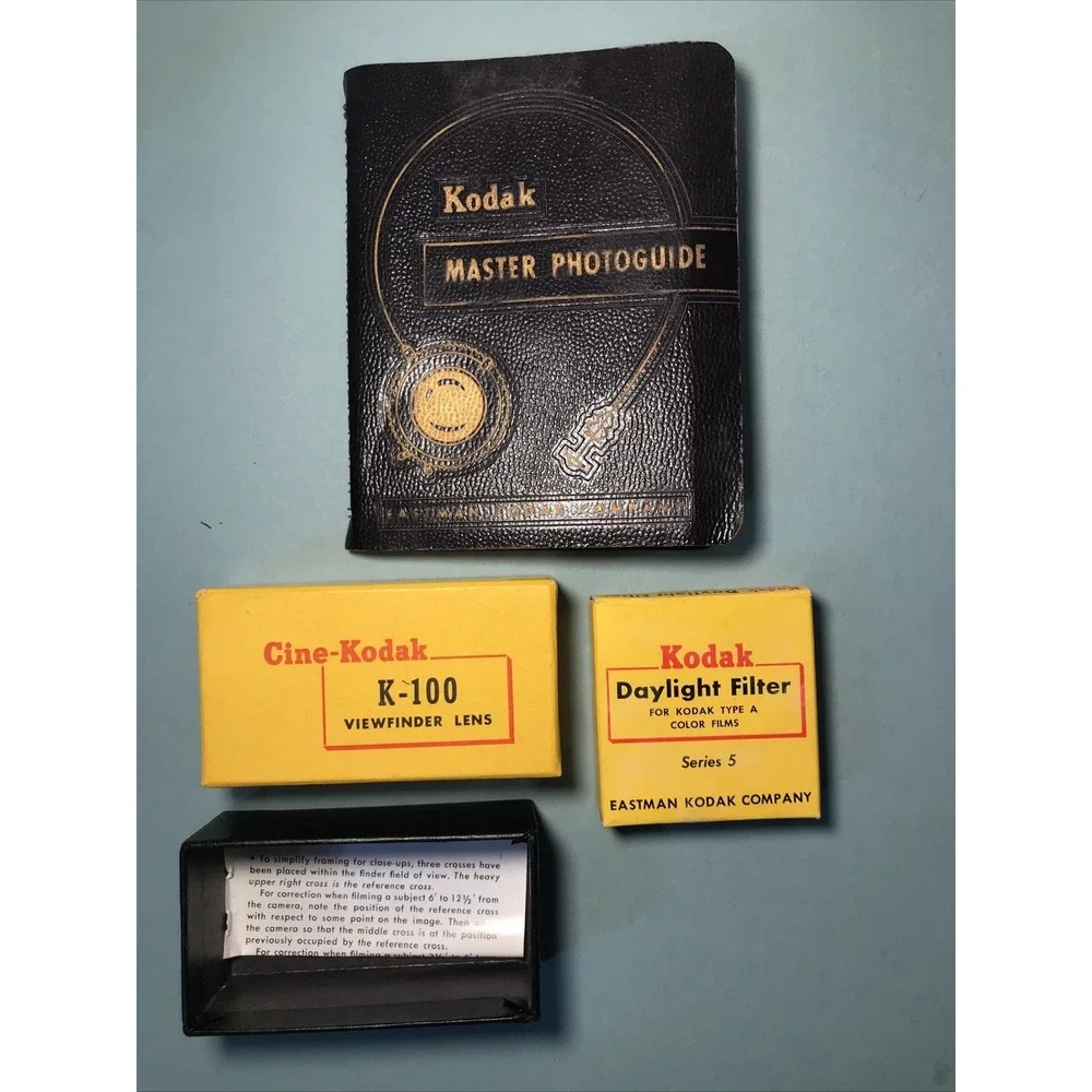 Lot Cine Kodak Vtg K-100 Viewfinder Lens BOX ONLY, Daylight Filter, Photoguide